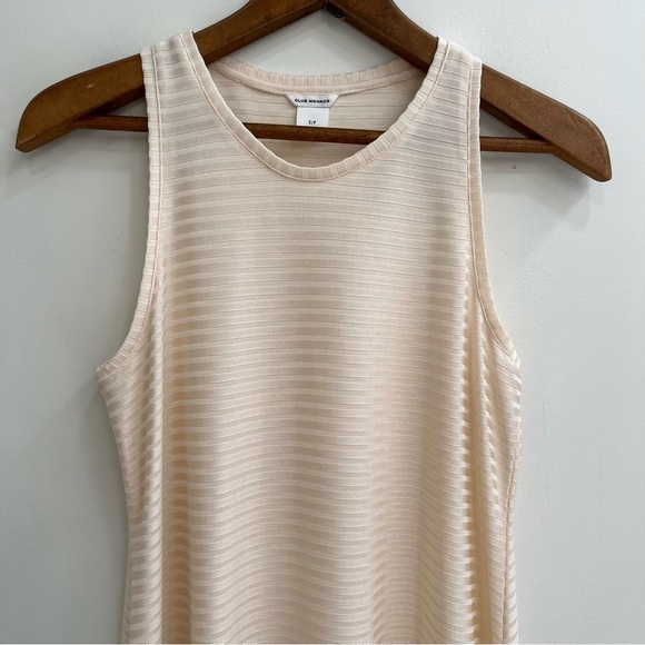 Club Monaco sleeveless ribbed midi dress textured knit shark bite hem size small - Picture 3 of 8